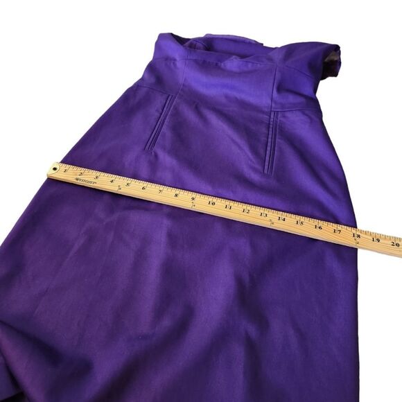 Black halo Purple Ruffle Halter Pencil Dress 6 - Picture 7 of 9